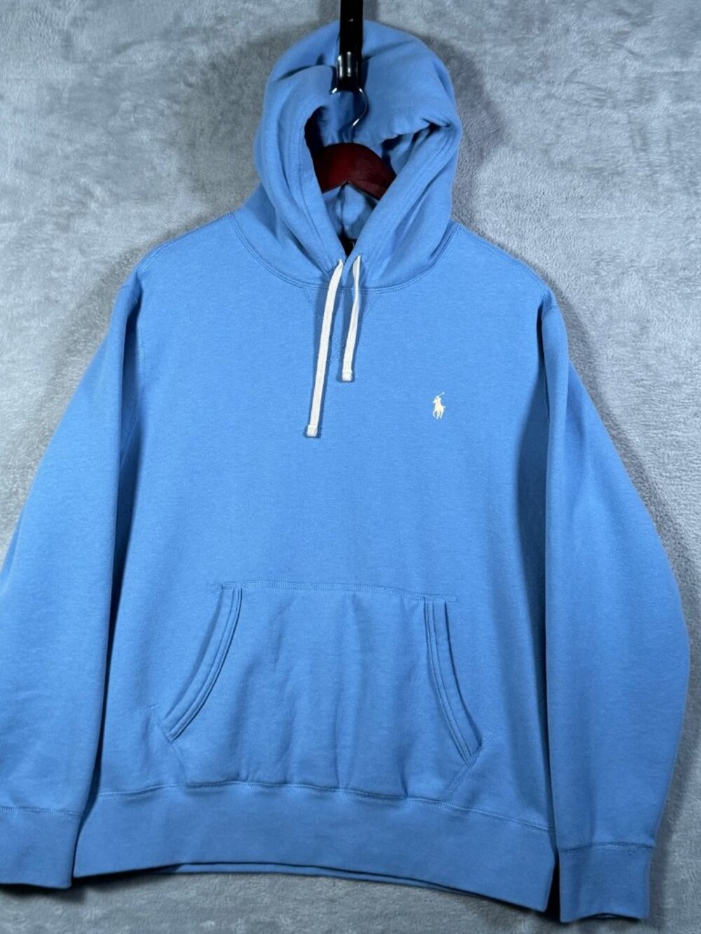 Polo Ralph Lauren Hoodie Mens L Light Blue Fleece Pullover Pony Logo Sweatshirt